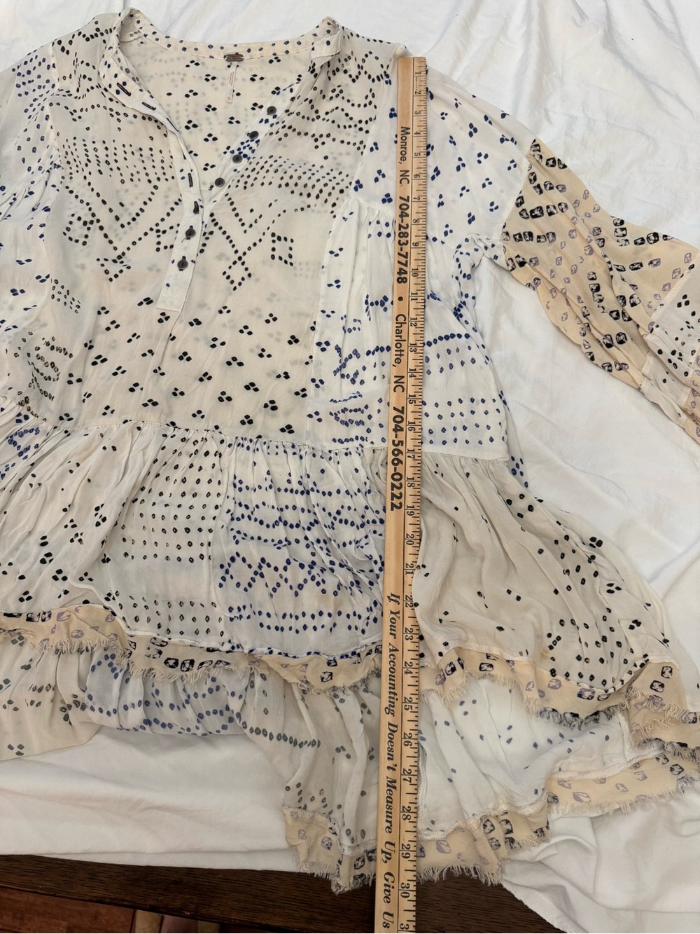 Anthropologie Free People Shibori Tunic Top Ivory XS - Picture 7 of 10